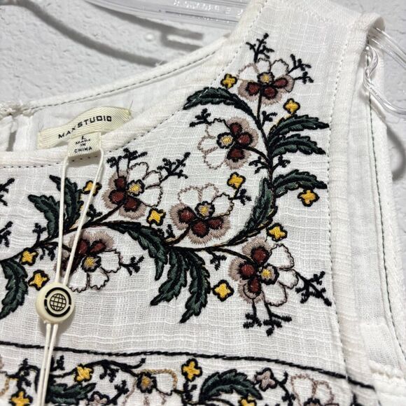 NWT Max Studio Women's Large White Embroidered Round Neck Sleeveless Maxi Dress‎ - Picture 10 of 15